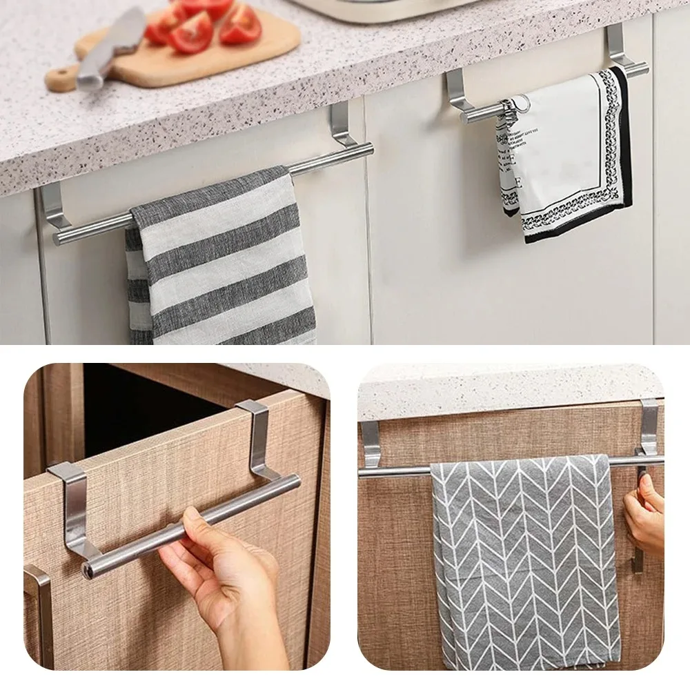 Cabinet door back type stainless steel single pole towel rack telescopic