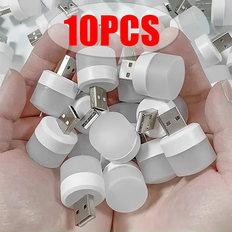 Mini USB Night Light Warm White Eye Protection Book Reading Light USB Plug Computer Mobile Power Charging LED Night Lamp 10pcs mini night light led lamp