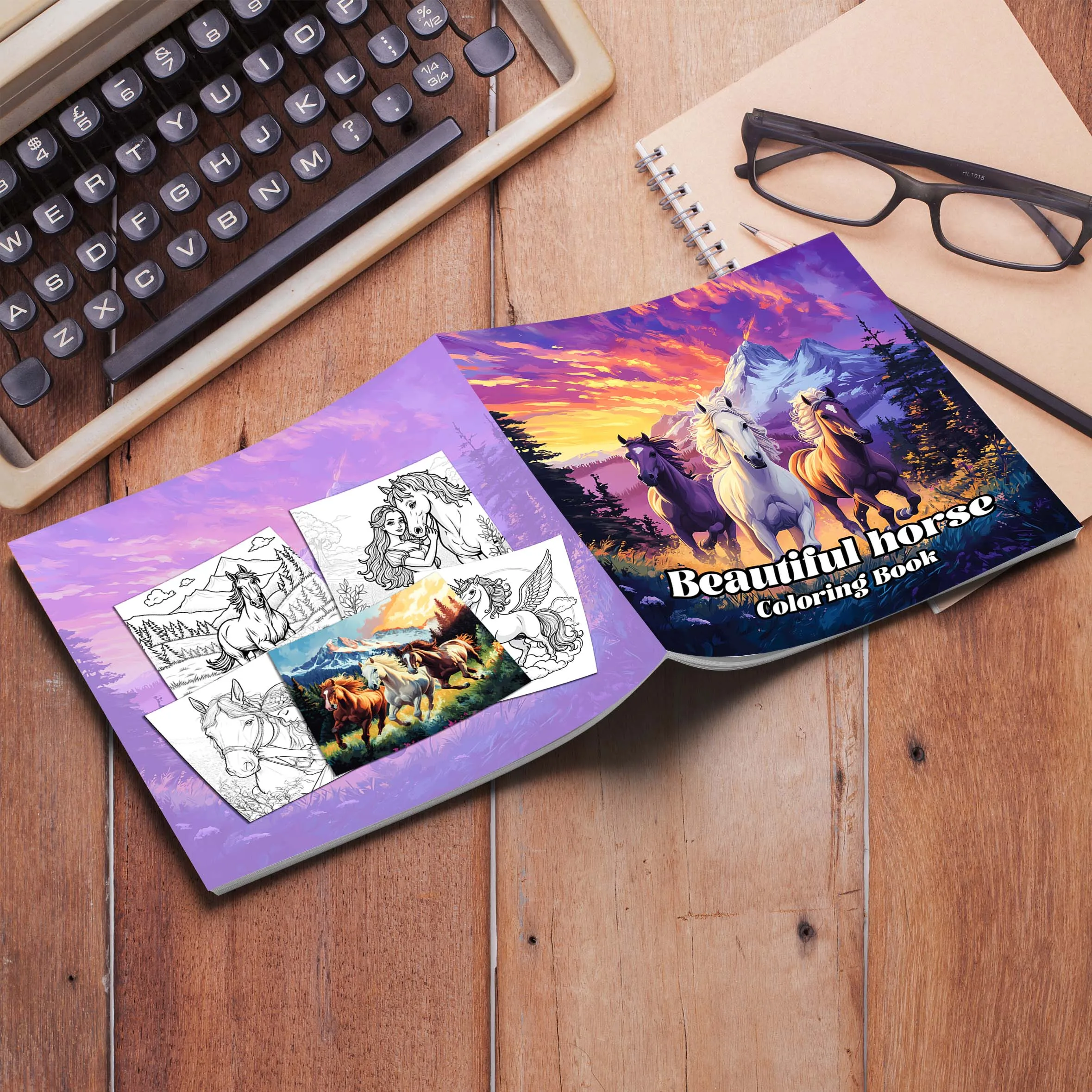 Beautiful Horse Coloring Ideas Theme Colouring Book 24 Pages Hand Painted Coloring Books Soothing Stress For Adult Picture Book 3