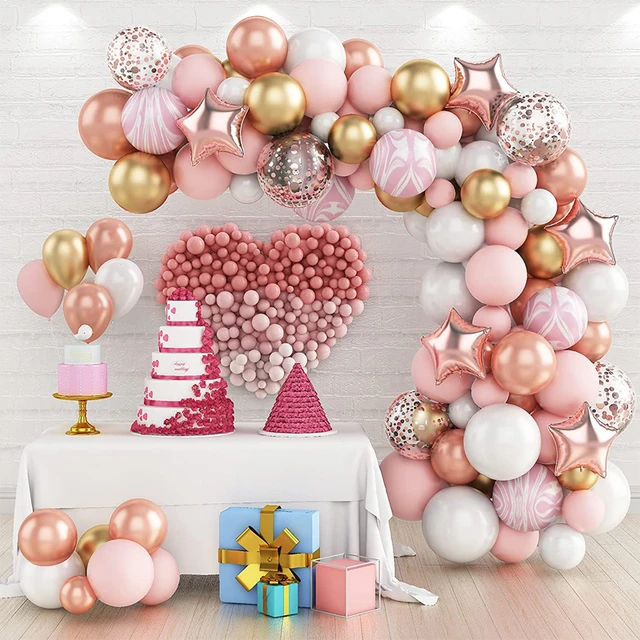 Kit d'arche de guirxiété de ballons rose et or pour filles, décoration de  fête de 1er anniversaire, mariage d'enfants, baby shower, ballon d' anniversaire - AliExpress