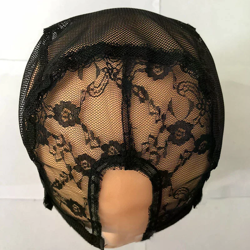 Cappello in pizzo per la creazione di parrucche, 56 cm, con cinturini regolabili, in tessuto elasticizzato, a forma di U, nero, per donna, a cupola, con rete per capelli - immagine 4