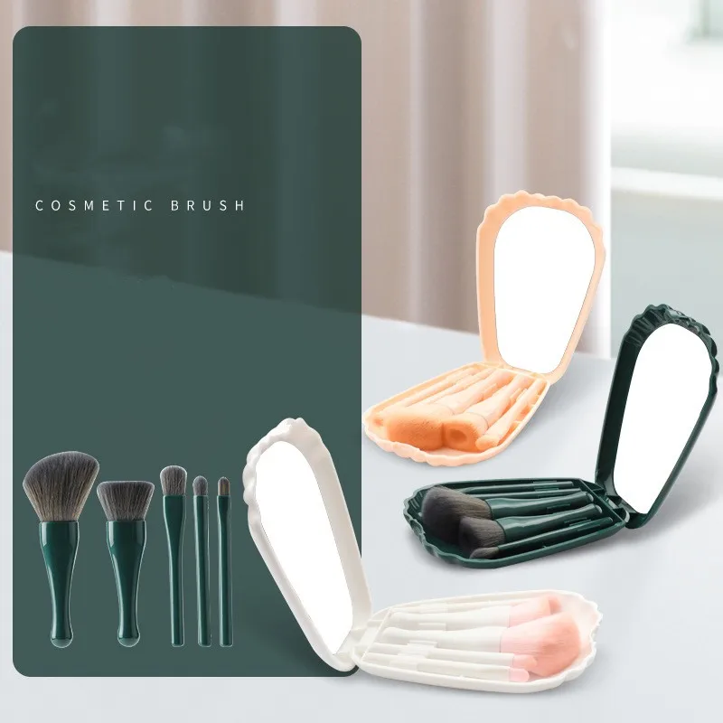 Pocket mirror folding makeup mirror with makeup brush set led touch portable one-face storage box makeup mirro Christmas Gift