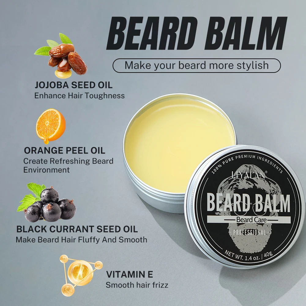 7pcs/sets Men Beard Kit Beard Promote Enhancer Thicker Mustache Grooming Beard Care Oil Moisturizer Wax Balm with Comb Scissor - Image 3