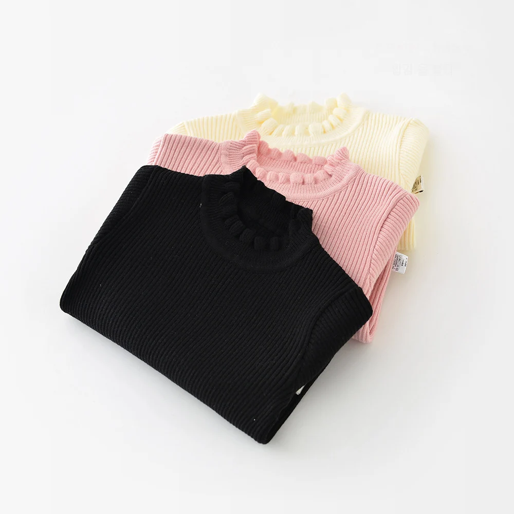 Autumn Baby Girls Knit Sweaters Ruffle Collar Pullover