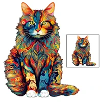Cat Pattern Wooden Puzzle Animal Shape Wood Puzzles unique Cat Shapes Jigsaw puzzle Alien Animal Jigsaw Puzzle Educational Toys 6