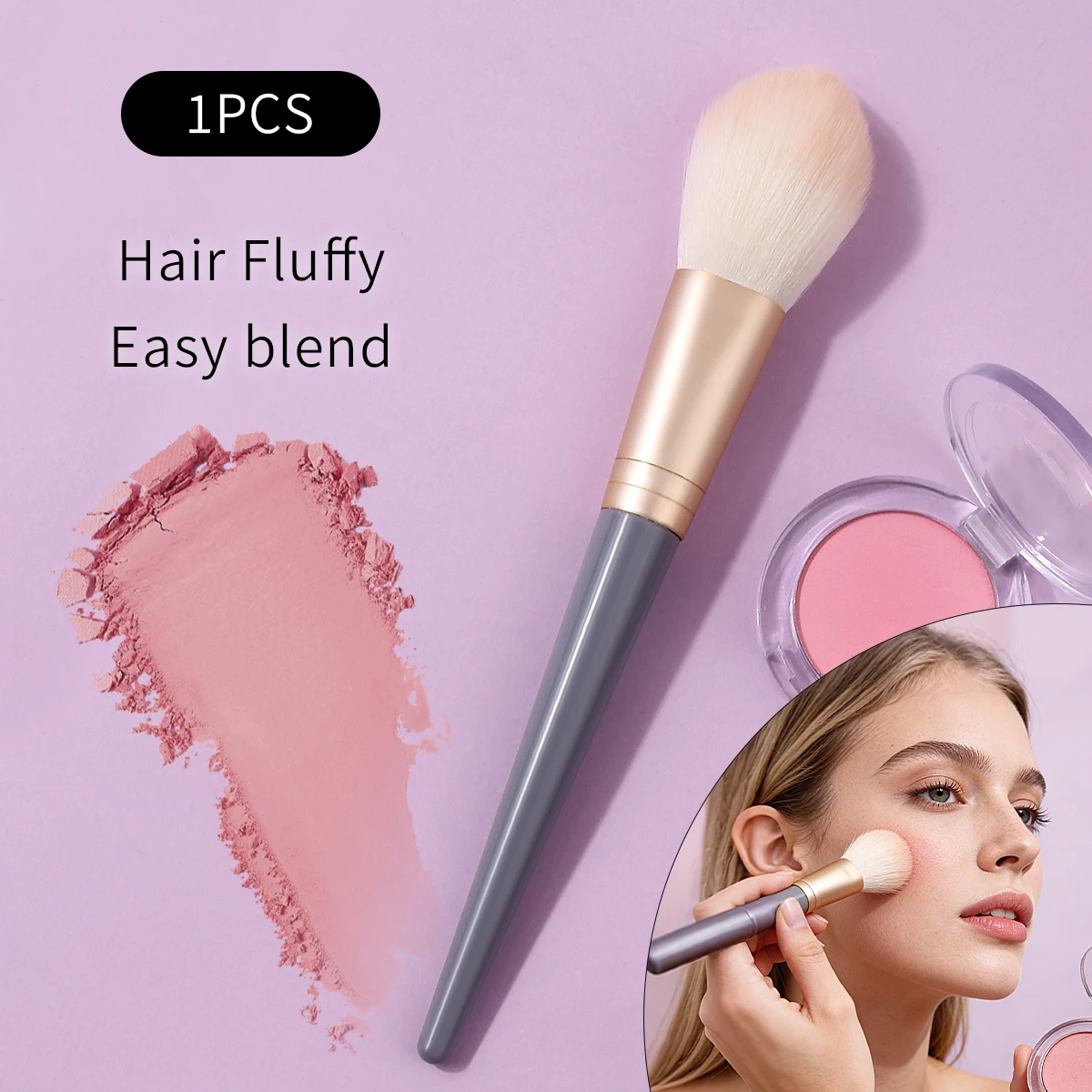 1PCS 고품질 소프트 블러쉬 브러쉬, 루즈 파우더 브러쉬, 컨투어 브러쉬, 아웃라인 브러쉬, 다기능 메이크업 브러쉬, 뷰티 도구