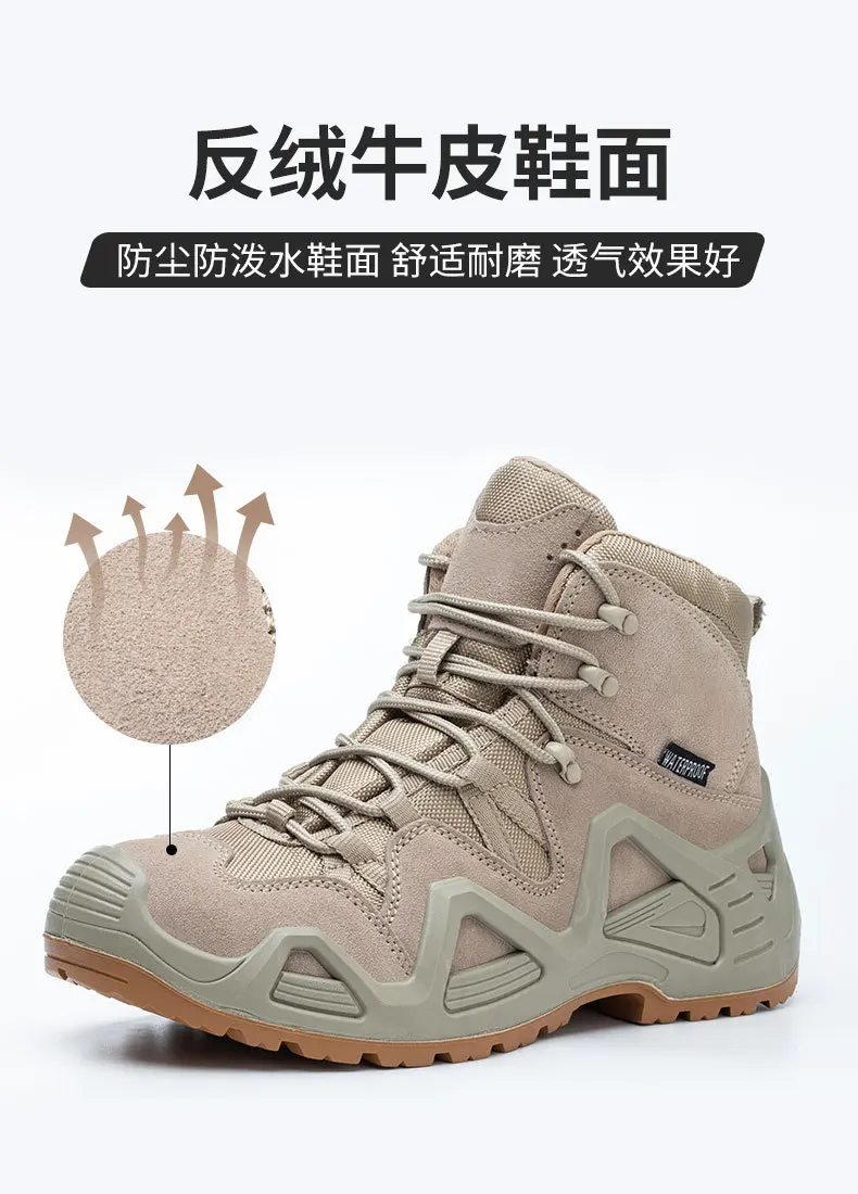 Description Picture 5 of itemHiking Shoes Men Combat Boots Leather Lace Up Ankle Boot Work Shoes for Wear-resistant Desert Field shoes