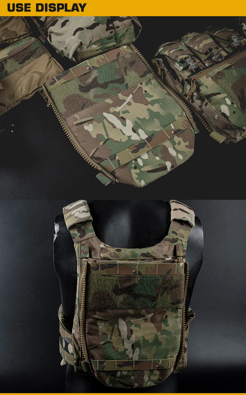Tactical V5 FCPC Back Panel Water Bag with Side Zipper Airsoft Plate Carrier MOLLE Adapter Hunting Airsoft Gear