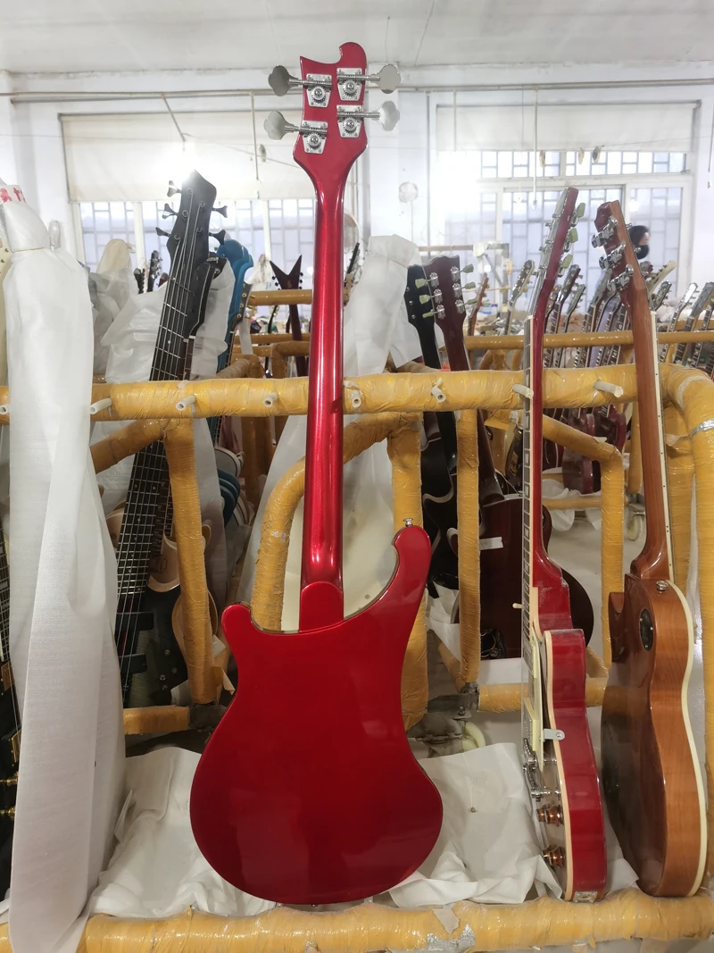 Rickenbacker electric guitar, high quality guitar, 4 string BASS, metal red silver powder guitar