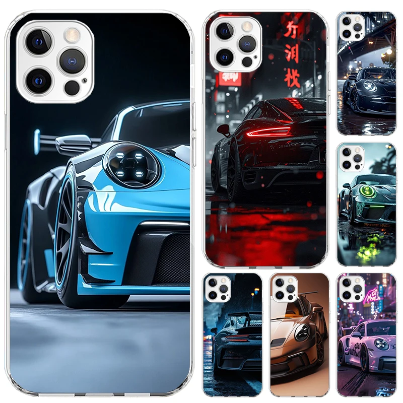 Sports Car 911 Phone Case for Iphone 17 Air 16 15 Plus 14 13 Mini 12 11 Pro Max 16E 7 8 SE 2020 Soft Funda Print Shell
