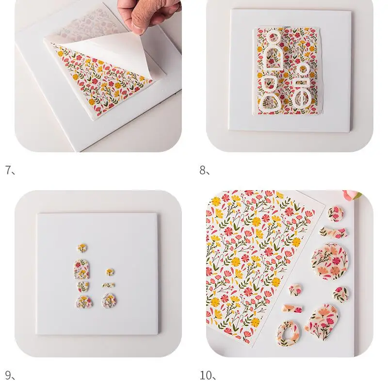 Painted Pattern Polymer Clay Watercolor Transfer Paper Flower Soft Pottery Eearrings Jewelry Handmade Disposable Sticker Tool polymer clay tools pottery tools clay sculpting tools pottery sculpting tools clay craft tool pottery coloring tool ceramic transfer paper