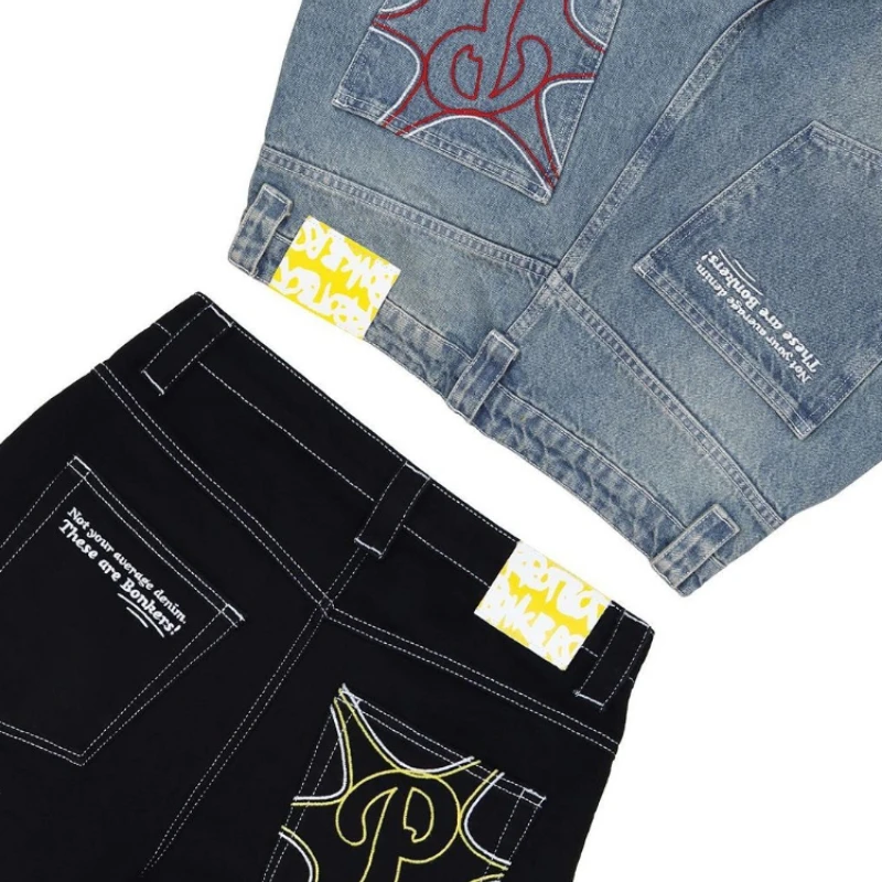 

Y2k Jeans Men's retro Harajuku 2023 new punk rock oversized wide foot pants Streetwear hip hop Punk Rock Goth baggy jeans women