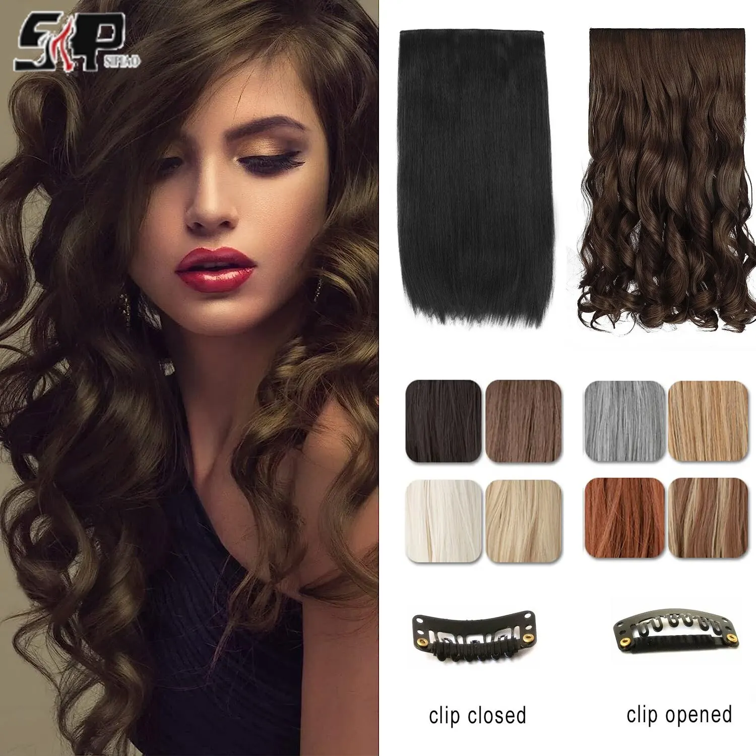 Hair Extensions Five Calorie Wig Piece Long Curl Hair Gradient Daily Use