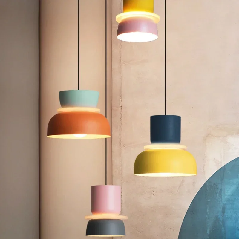 Modern Macaron Pendant Lamp Led Chandeliers Hanging Light Living Study Bar Dining Room Bedside Bedroom Lighting Decor Furniture 2
