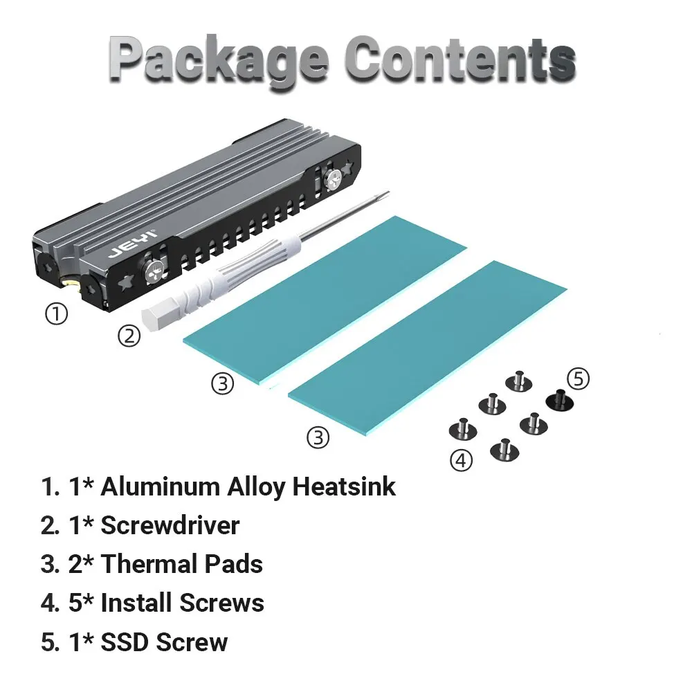 JEYI M.2 SSD Heatsink, 2280 NVME NGFF SSD Cooling Full Aluminum
