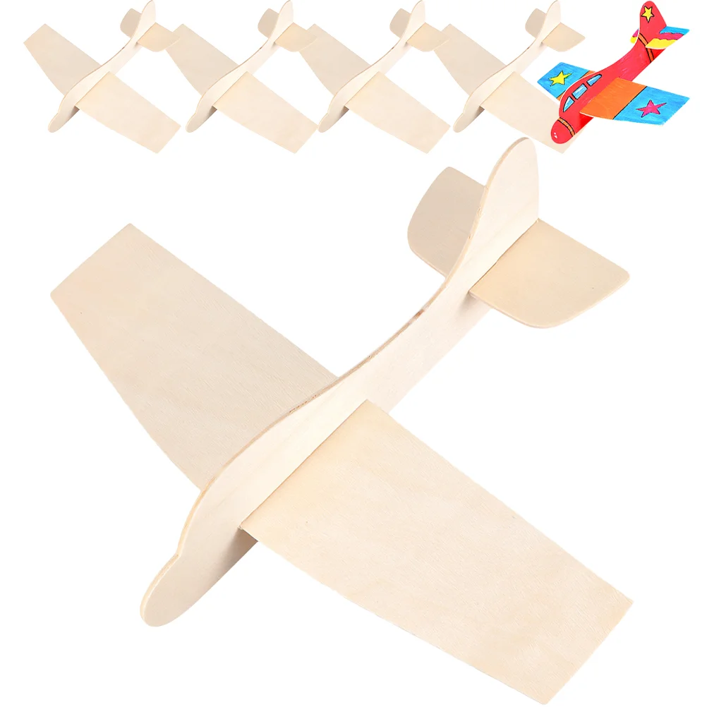 

6Pcs Wood Assemble Airplane Model Blank Wooden Plane Kids Painting Toy Party Favors