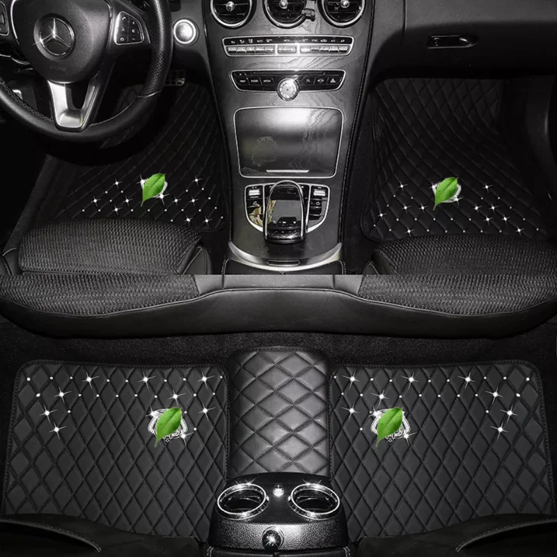 

Diamond Crown Floor Mats Universal Leather Car Floor Mat Waterproof Foot Pads Protector Floor Mats Interior Car Accessories