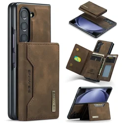 2-in-1 Leather Wallet Case with Magnetic Card Holder and Kickstand for Samsung Z Fold 5 (Coffee)