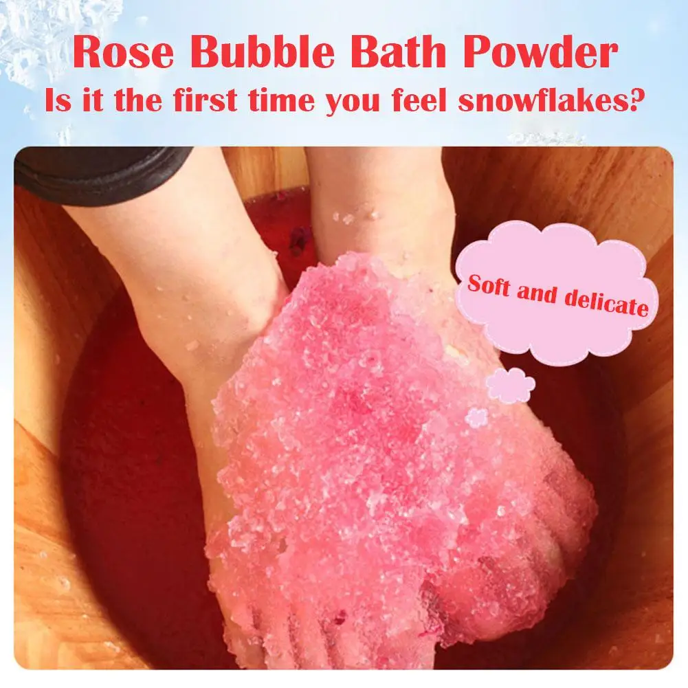 

60g Rose Bubble Bath Powder Foot Bath Crystal Mud Body Scruber SPA Exfoliation Care Salt Bath Skin Foot F3W5