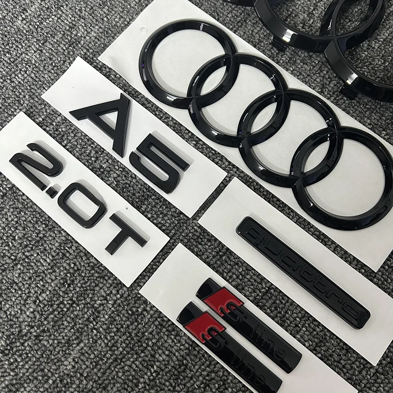 Auto Accessories 7PCS/set For Audi A5 Quattro 2.0T 2010- Car 4 Ring Front Grille Badge Rear Luggage Compartment Sticker