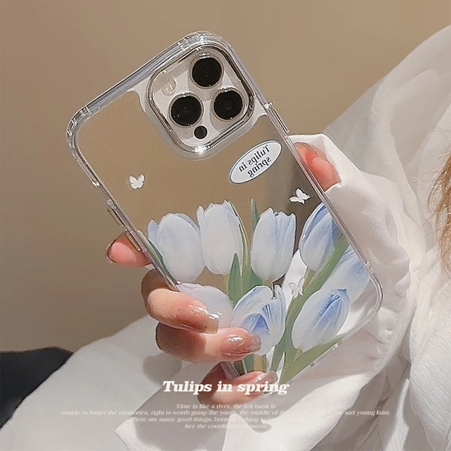 Makeup mirror Retro fairy girls White flowers tulip Phone Case For