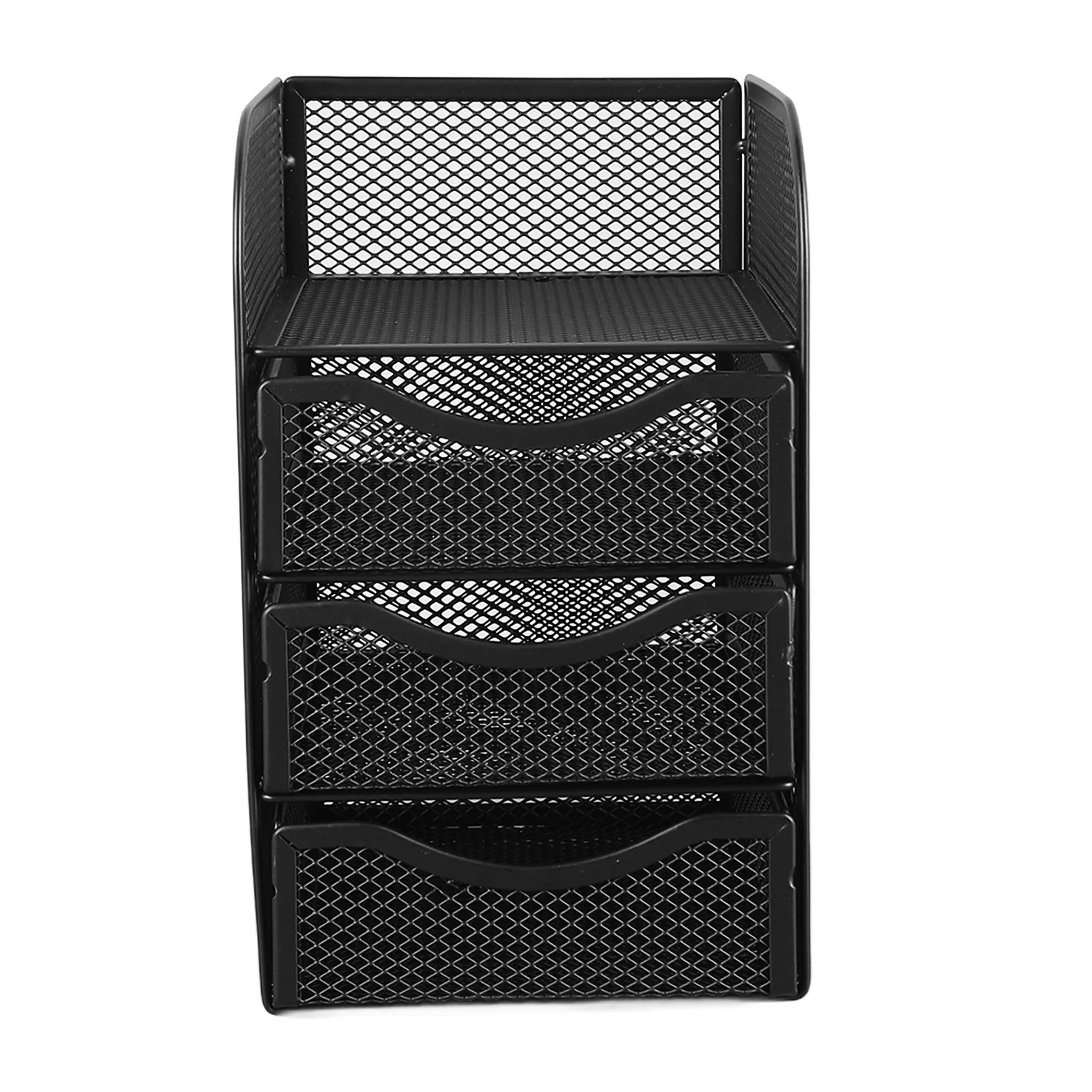 Desk Organizer with 3 Drawers Metal Mesh Slip Resistant Desktop Storage Rack for Office Supplies Stationery - 5