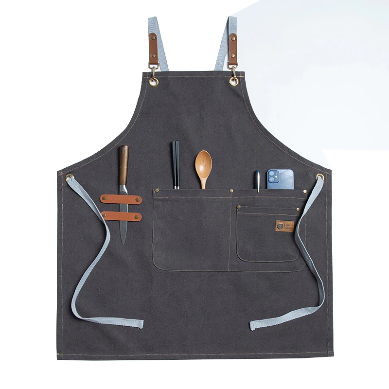 

Customizable Waterproof Apron for Men and Women's Catering Dedicated To Milk Tea Shops Restaurants Kitchens Canvas Work Clothes