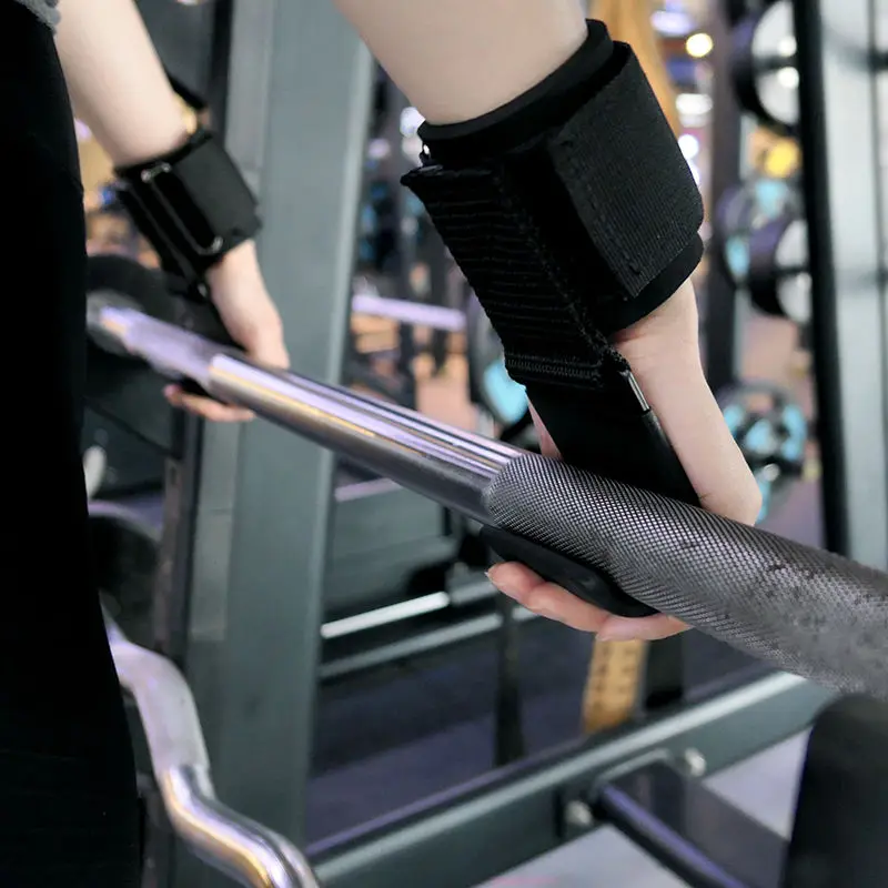 Fitness Weightlifting Grips Straps Hook Metal Horizontal Bar Training Gym Wrist Support Dumbbell Weight Lifting Protective Gear