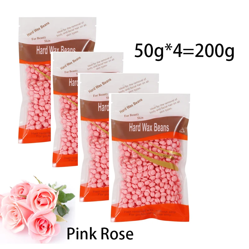 하드 왁스 빈즈 50g/100g/200g 10가지 색상 무통 제모 왁스 모든 피부 타입용 스트립 필요 없음