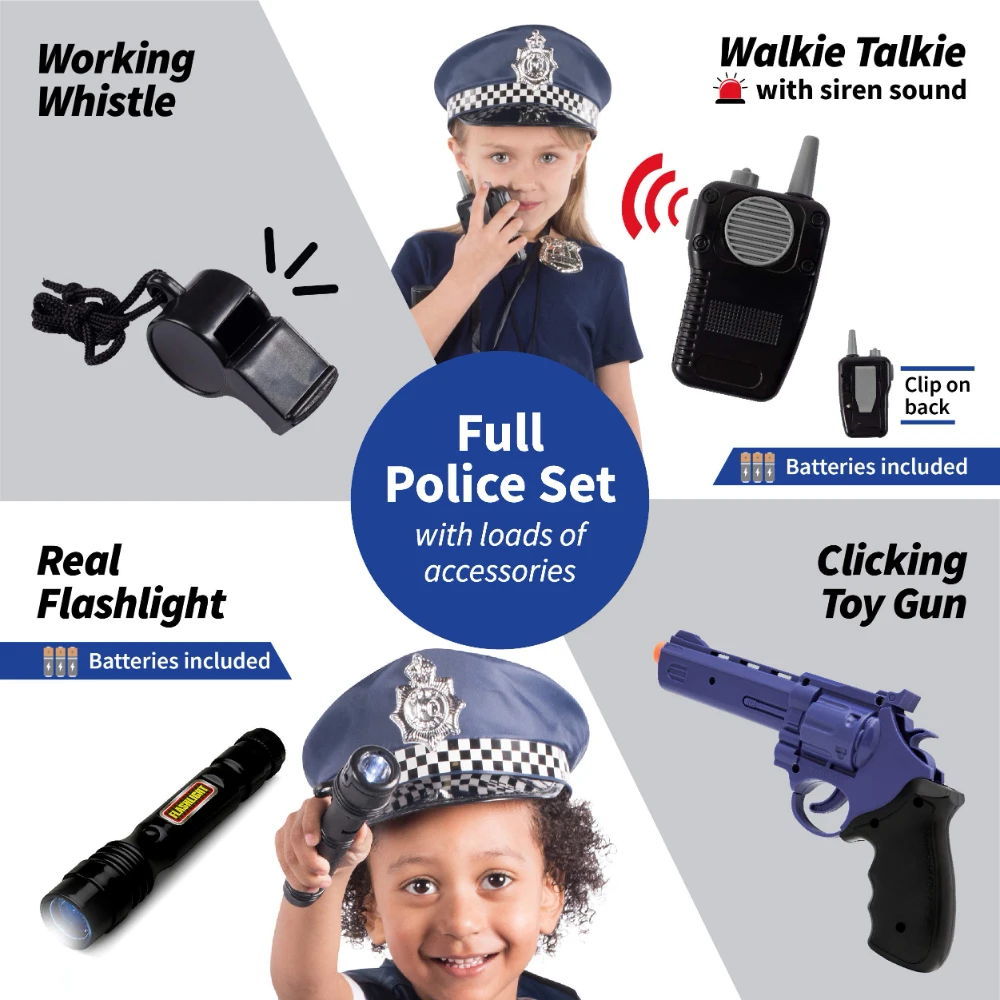 WizKidz Police Toys Set with Police Baton Handcuffs Toy Gun Police Hat for Kids Role Play Dress Up Pretend Play Accessories Gift 2