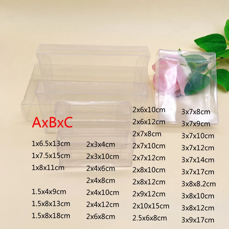 100 шт., прозрачные коробки из ПВХ ABC для упаковки ювелирных изделий