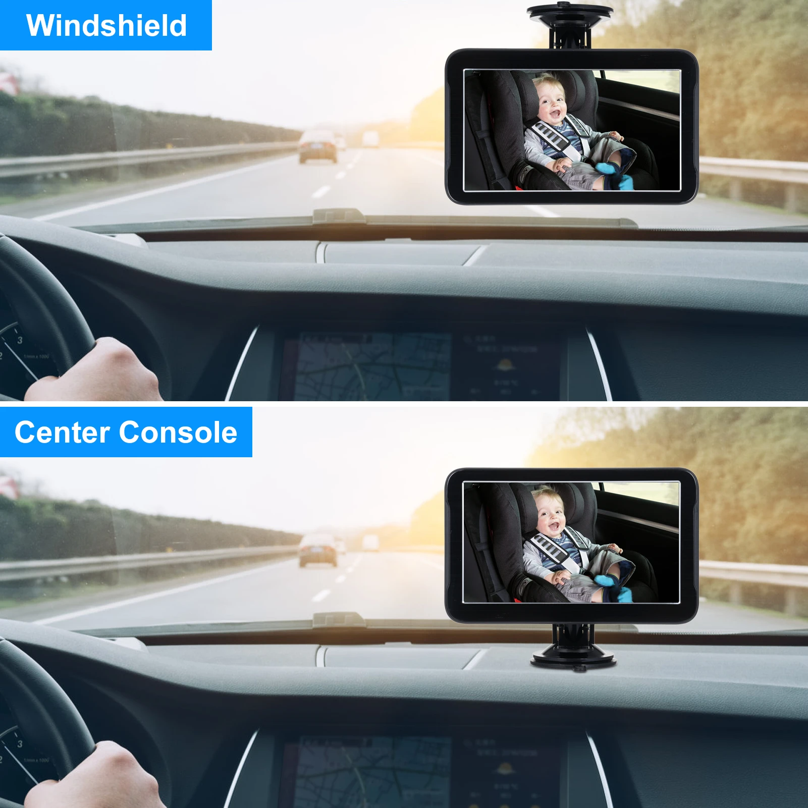 Baby Car Camera 7" Back Seat Baby Car Mirror with Wide Clear View Easily Observe The Baby's Move Baby Car Camera Baby Car Mirror