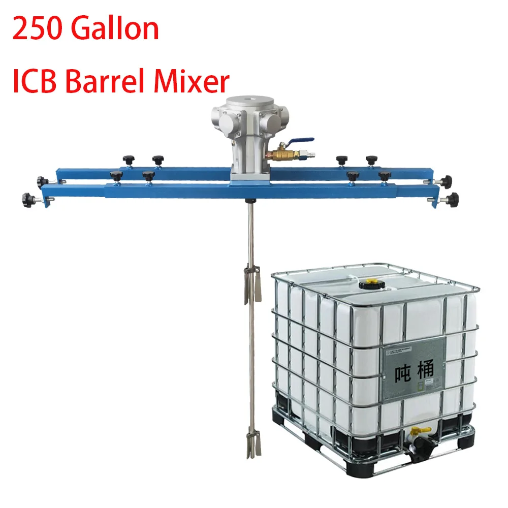 250 Gallons Cross Beam Plate IBC Ton Barrel Pneumatic Reversible Blender Petroleum Chemical Paint Clamp  Big Capacity Mixer 3/4