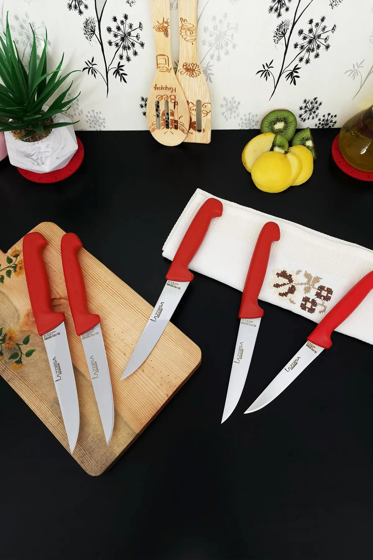 

5 Pcs Silver Kitchen Knife Set Daily Use Meat Bread Vegetable Fruit Knife