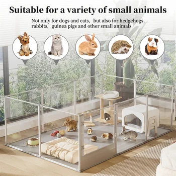180cm Whelping Playpen Clear Acrylic Dog Playpen Exercise Fence with Waterproof Fertility Pad for Pets 2