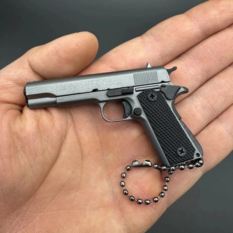 2026 Neuer Mini 1:3 Vollmetall 1911 Pistolenmodell-Schlüsselanhänger, abnehmbares Dekompressions-Gadget für Herren, Geschenk, Schreibtischdekoration – Detail 2