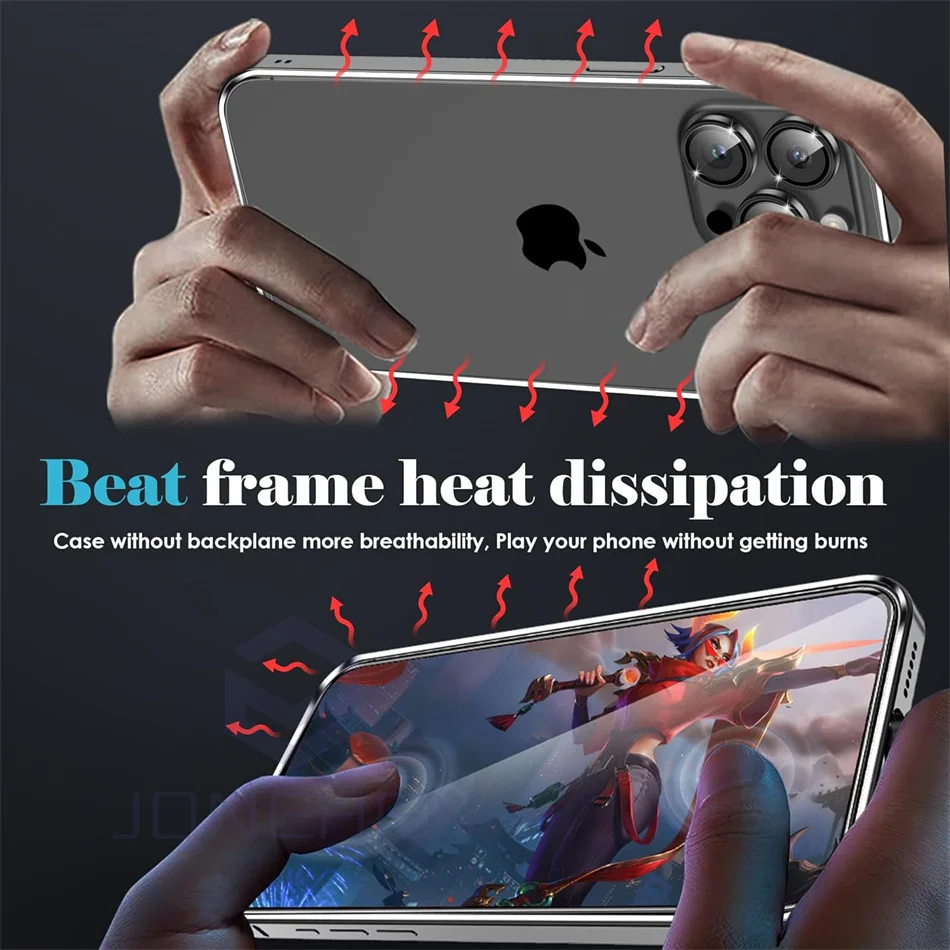 Sleek Aluminum Metal Frame Thin Case - Premium Alloy Titanium Protective Back Cover