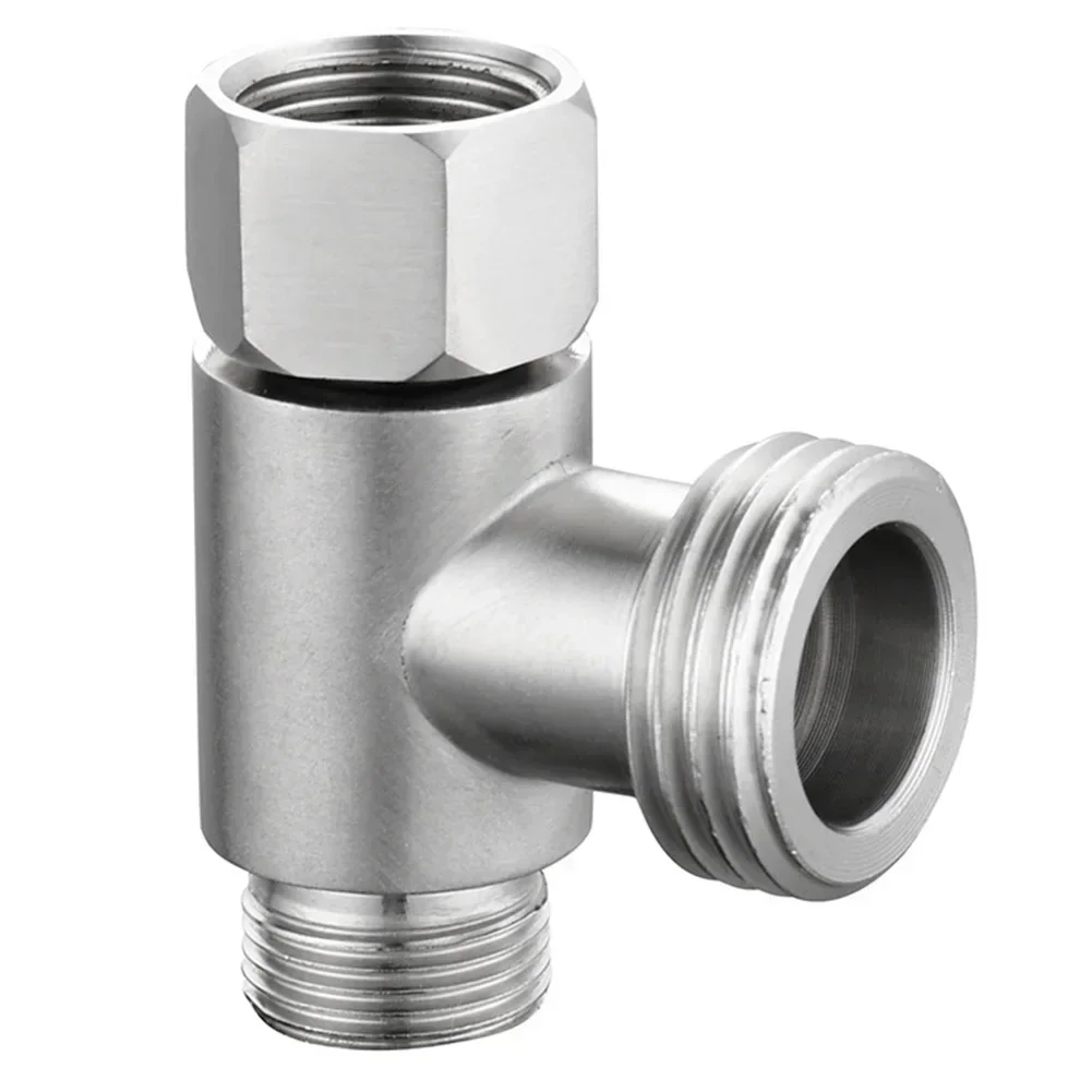 3-way Tee Connector 3/8" And 1/2" Thread Water Feed Adapter Tee Connector Stainless Steel Home Improvement Valves Parts