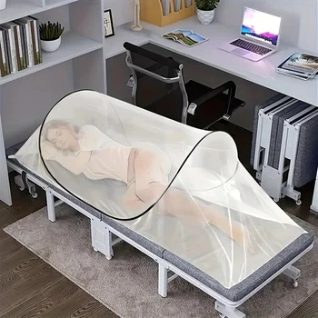 Moustiquaire portable pliable avec fond - Enclos à fermeture éclair complète pour le camping, le dortoir et l'usage intérieur |   Anti-chute et anti-moustiques 1