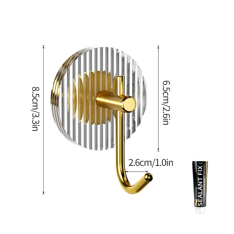 Acrylic Bathroom Hooks Clear Gold Wall Hook Luxury Key Bag Holders Punch-free Home Organization and Storage Ganchos Para Colgar