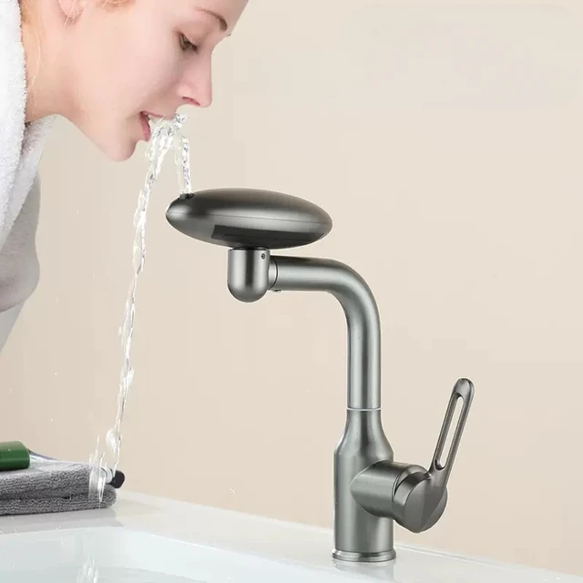 Multi Functional Waterfall Basin Faucet 4 Water Outlet Mode Spray Faucet 360°Rotation,Hot Cold Water Sink Mixer Tap For Bathroom 3