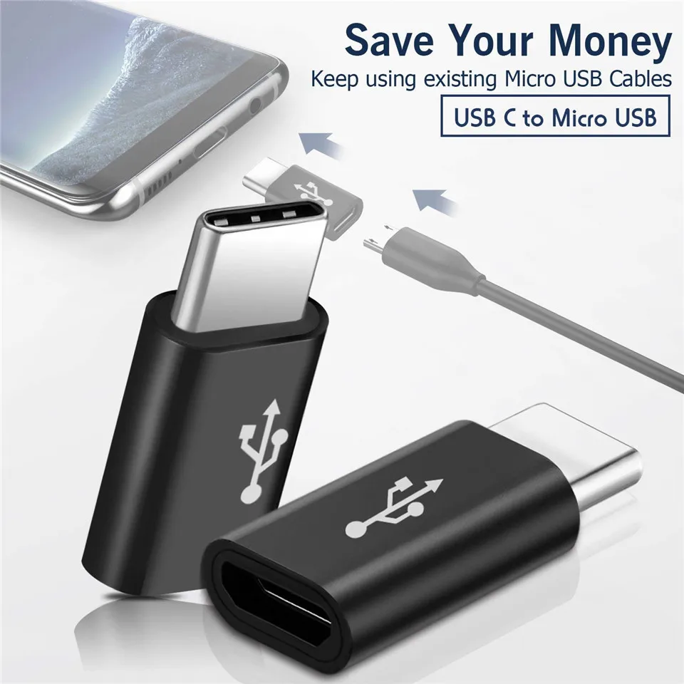 USB C 타입 to 마이크로 USB OTG 케이블 컨버터 커넥터, 삼성에 적합한 S10 A50 A40 A70 화웨이 P20 LITE p30 용, 10 팩