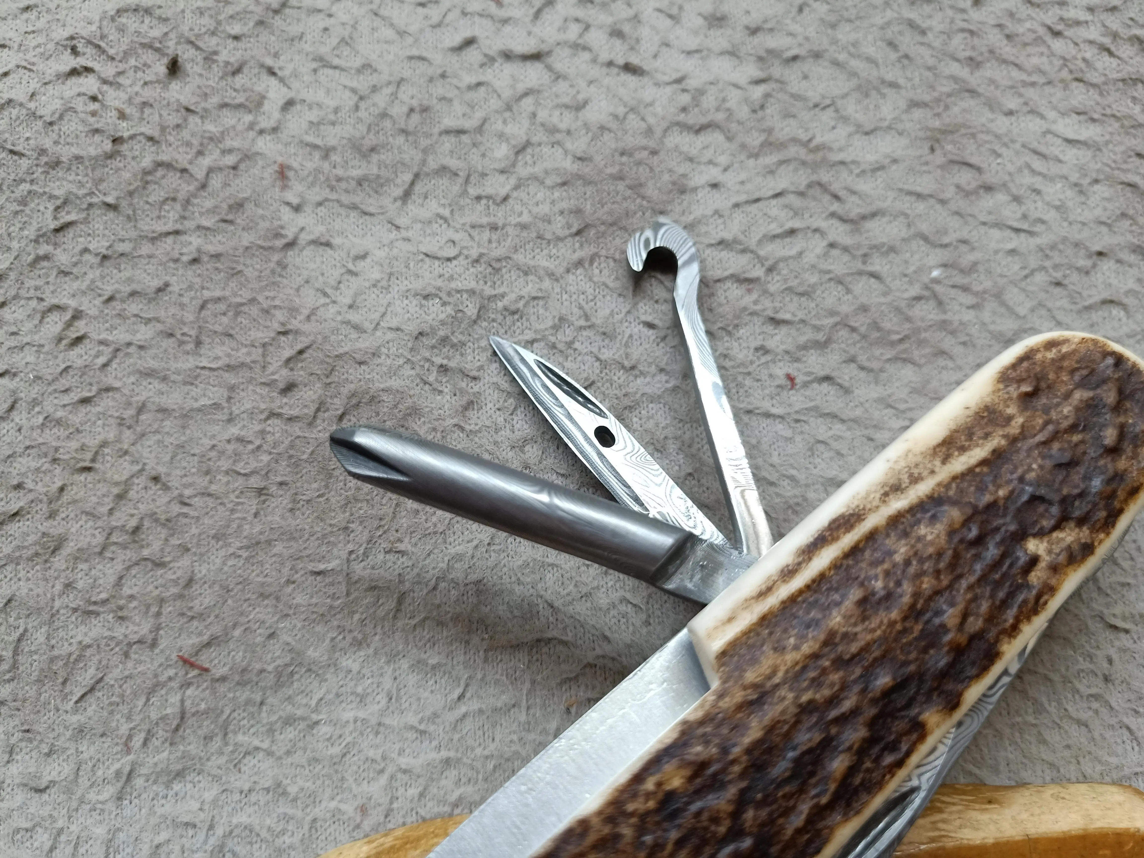 1 Piece Swedish Powder Damascus Steel Handmade Hook, Reamer Screwdriver