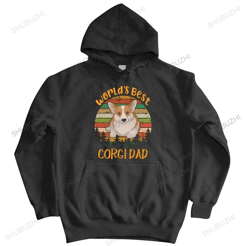 

Kawaii World'S Best Corgi Dad hooded jacket Men Pembroke Welsh Corgi Lover Vintage hoody Soft Cotton zipper Apparel Gift