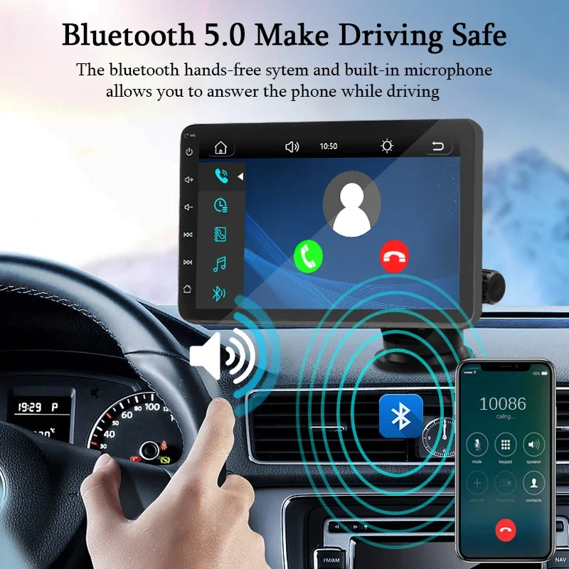 SINOVCLE 7" Portable Wireless Carplay Android Auto Car Radio Multimedia Player IPS Touch Screen AUX USB Bluetooth Mirror Link Sab8b8377f0ac4dcb93185a57bb2f66cet