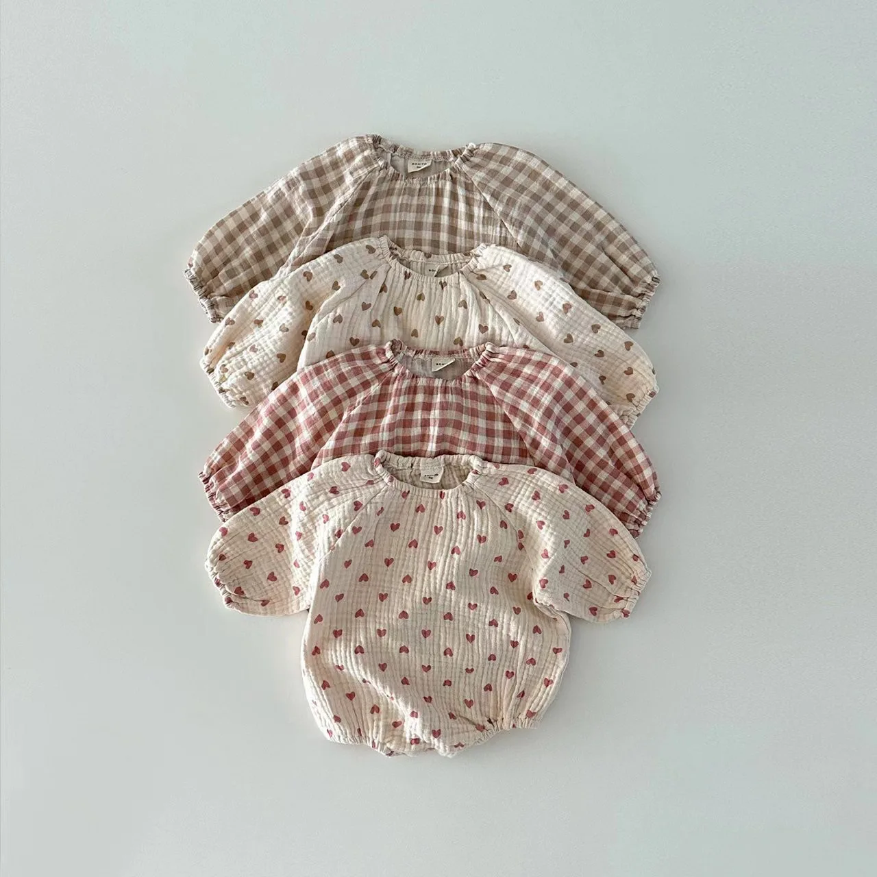 

Autumn Baby Boys Loose Long Sleeve Bodysuit Cotton Infant Girls Lover Plaid Print One Piece Jumpsuit Toddler Casual Clothes