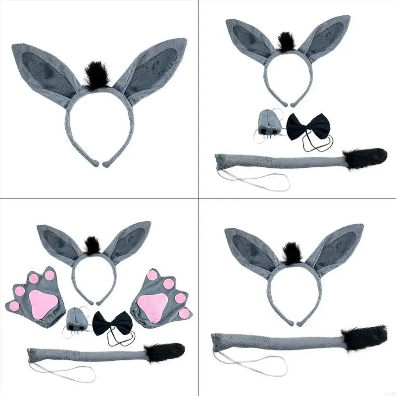 400d Kunstfell Dunkey Ohrs Pferd Stirnband Tier Haar Hoop Dunkey Stirnband Halloween Stirnband Pferd Cosplay Accessoires