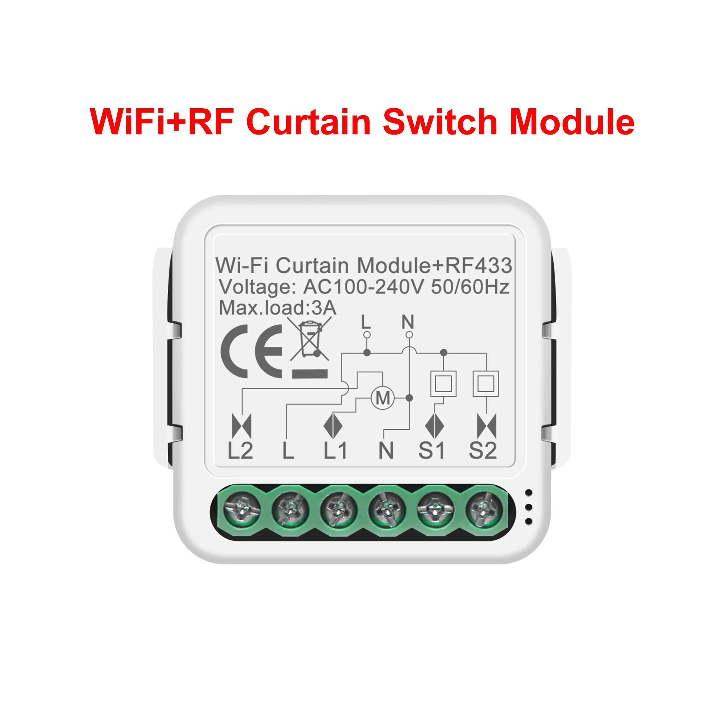 Smart WiFi RF433 Curtain Switch Module for Electric Roller Shutter Blind Motors