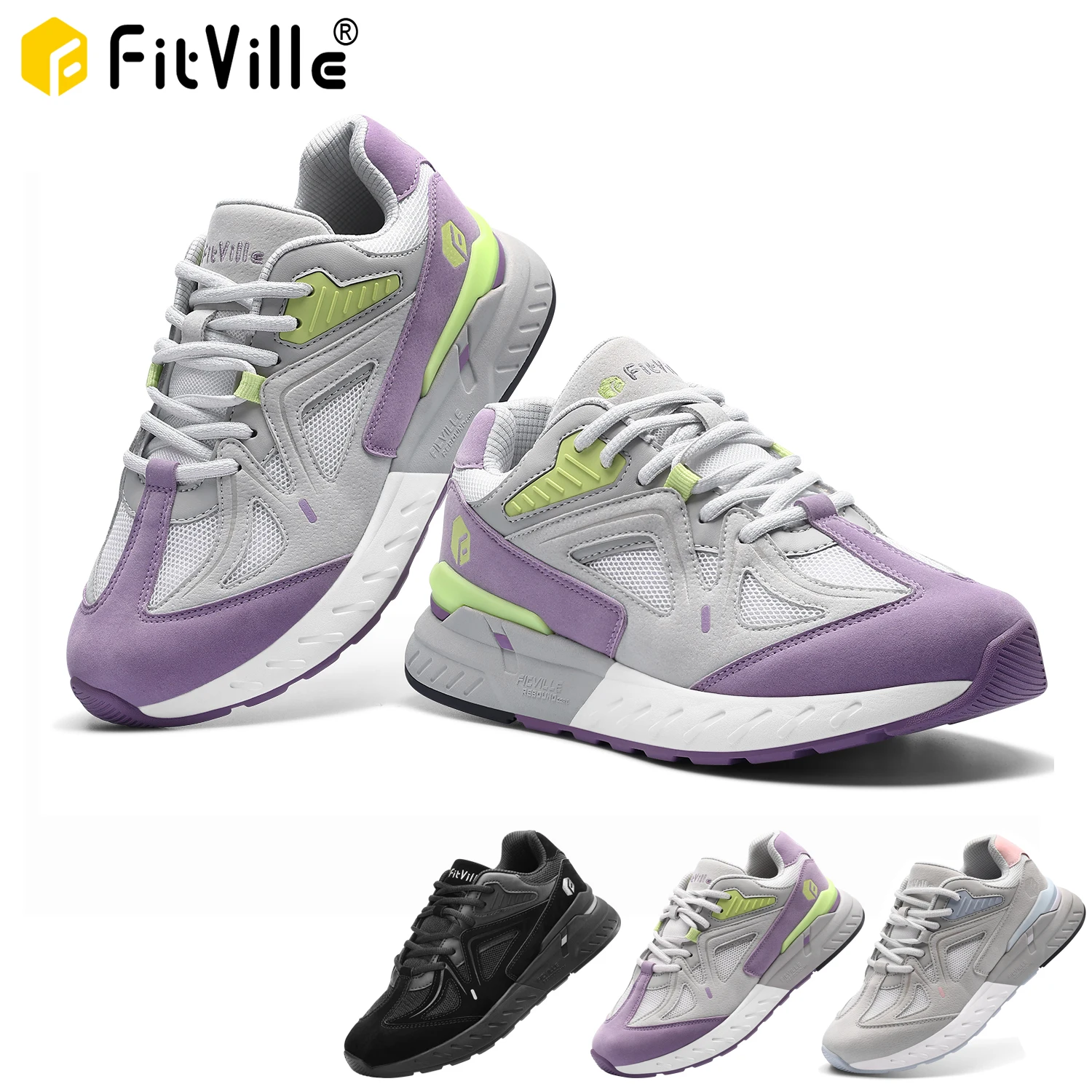 Womens Sneakers FitVille Extra Wide Women's Walking Shoes Wide Width lightweight Sneakers for Flat Foot Plantar Fasciitis Heel Pain Relief