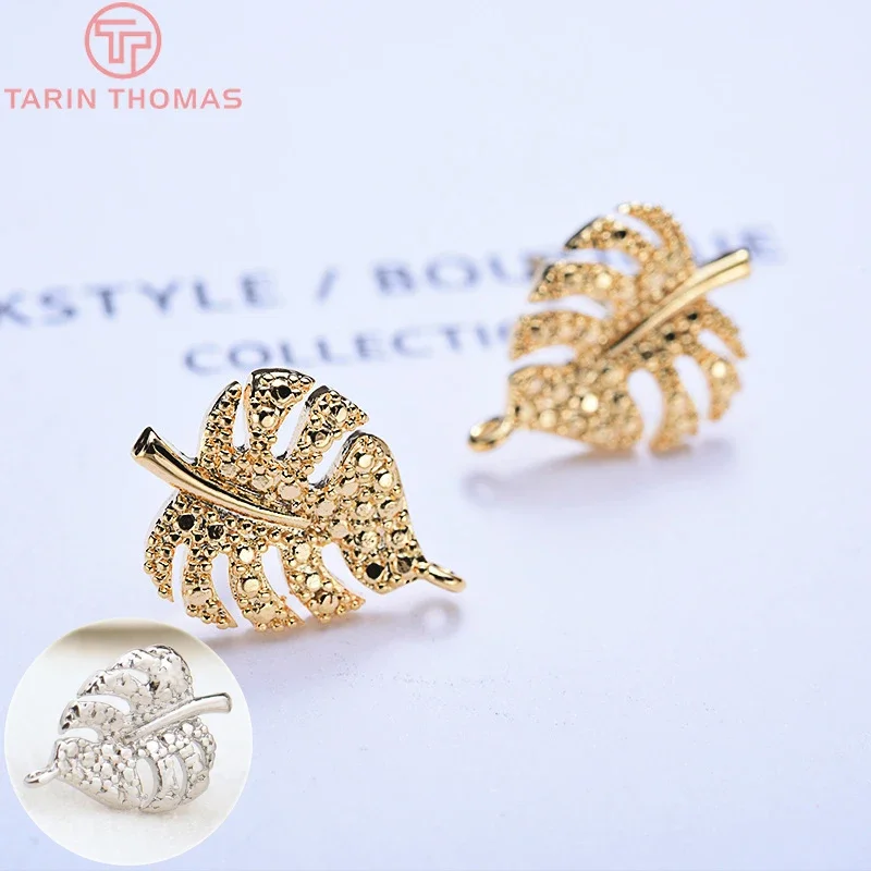 

(2024)6PCS 10x14.5MM 24K Gold Color Brass Leaf Leaves Stud Earrings Earring Clip High Quality DIY Jewelry Making Findings
